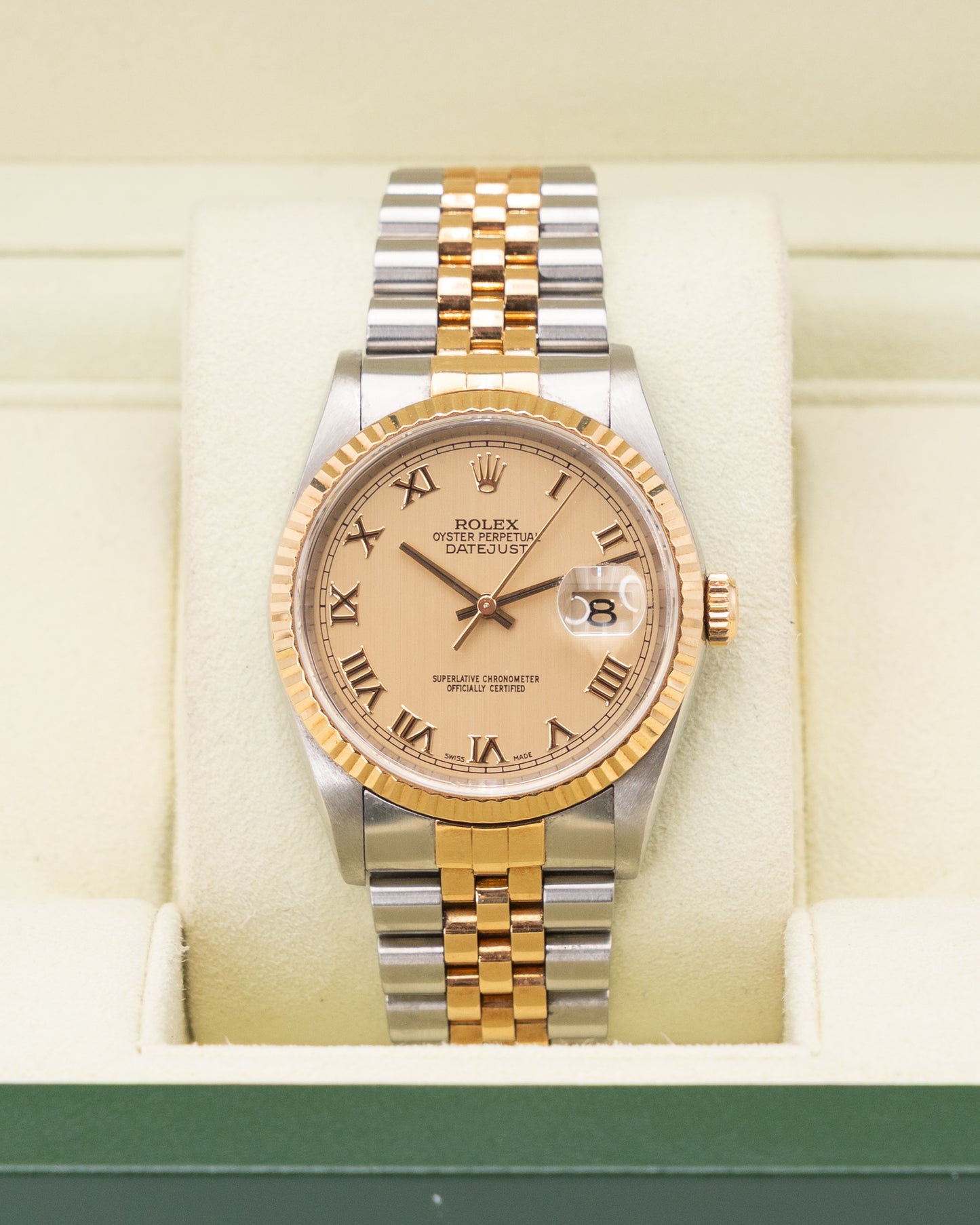 Rolex Datejust 36mm 16233 Champagne Roman Dial On Jubilee T-Serial