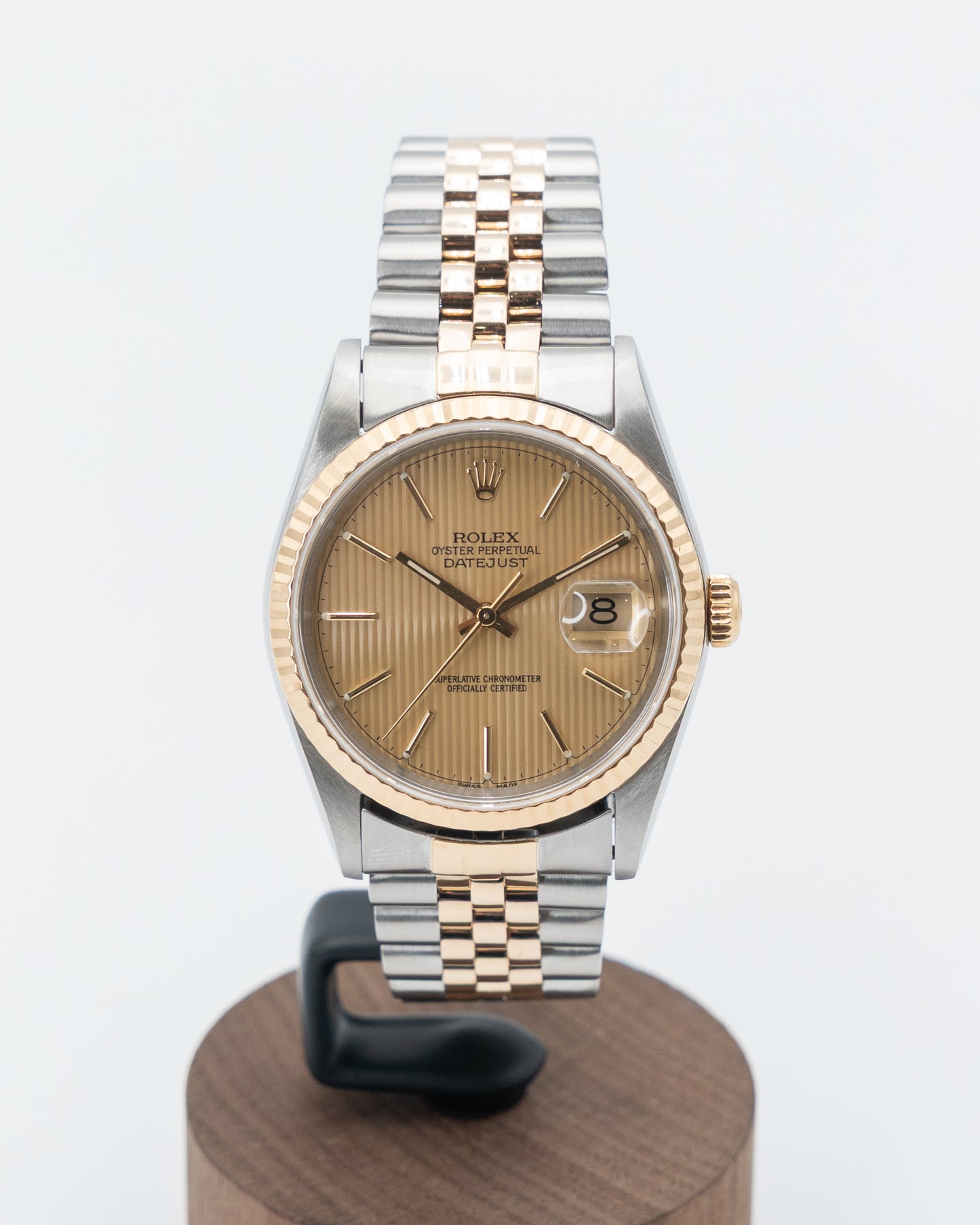 Rolex Datejust 36mm 16233 Champagne Tapestry Dial Two Tone Jubilee Fluted
