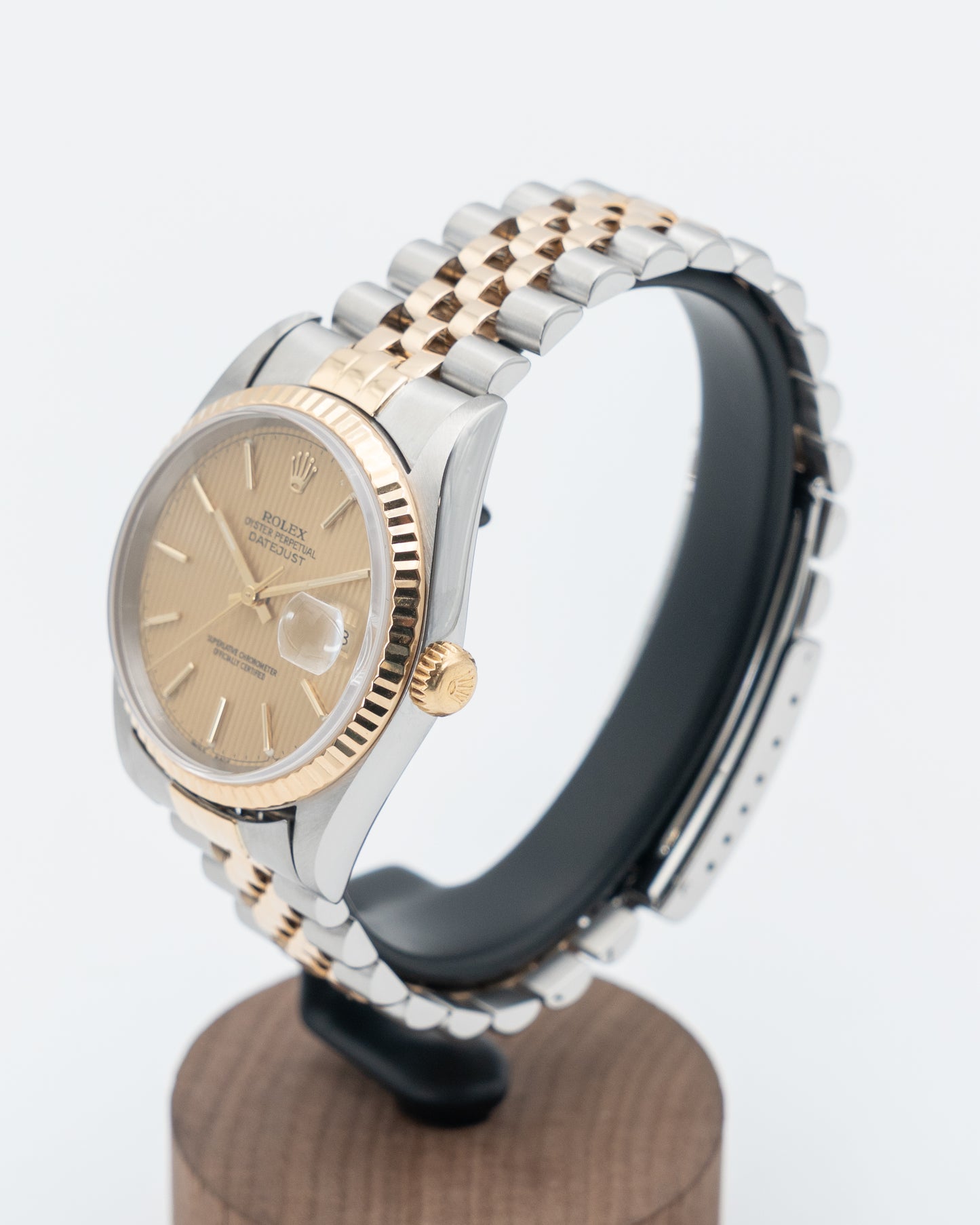 Rolex Datejust 36mm 16233 Champagne Tapestry Dial Two Tone Jubilee Fluted