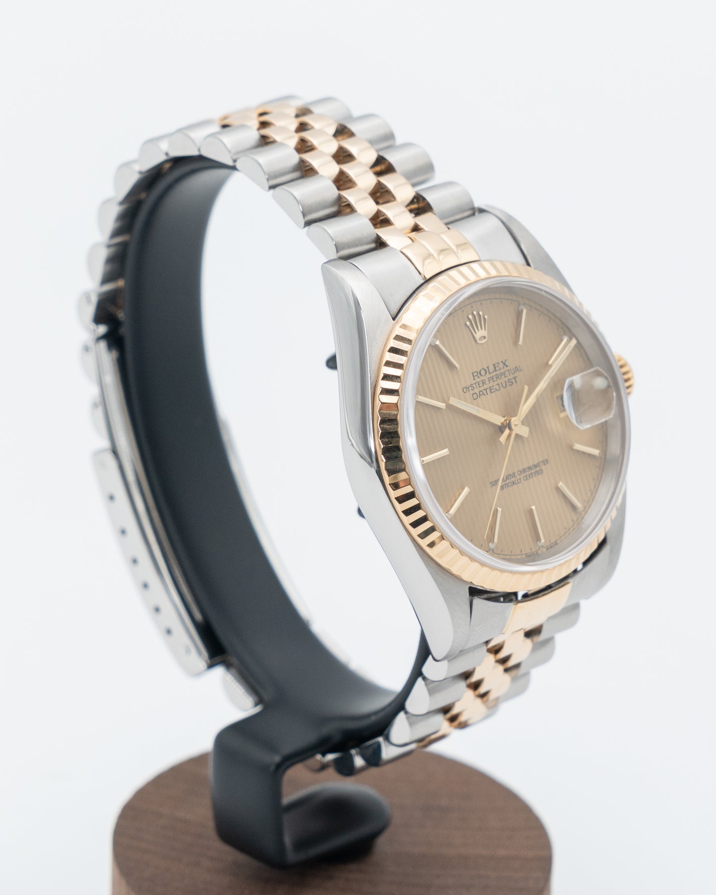 Rolex Datejust 36mm 16233 Champagne Tapestry Dial Two Tone Jubilee Fluted