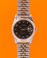 Rolex Datejust 36mm 16233 Black Arabic Dial Two Tone Fluted Jubilee