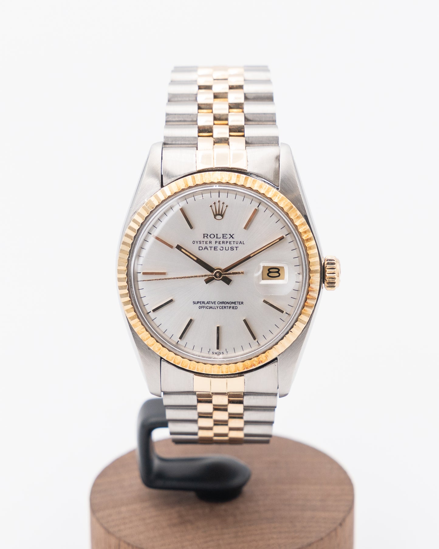 Rolex Datejust 36mm 16013 White Dial Two Tone Fluted Jubilee