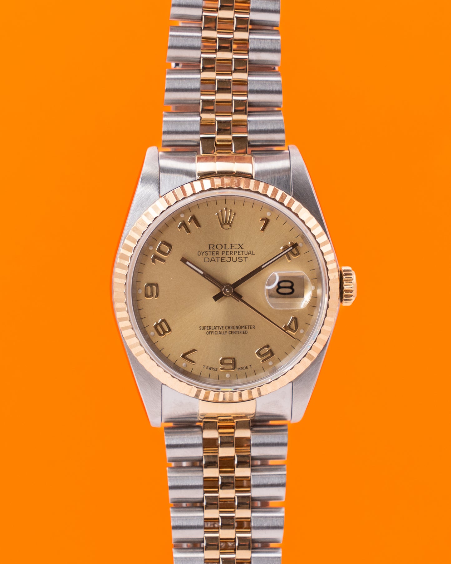 Rolex Datejust 36mm 16233 Champagne Arabic Dial Two Tone Jubilee