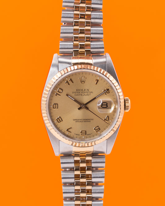 Rolex Datejust 36mm 16233 Champagne Arabic Dial Two Tone Jubilee