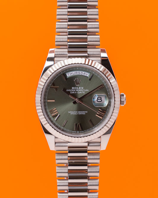 Rolex Day Date 40mm 228239 White Gold Green Roman Dial 2025