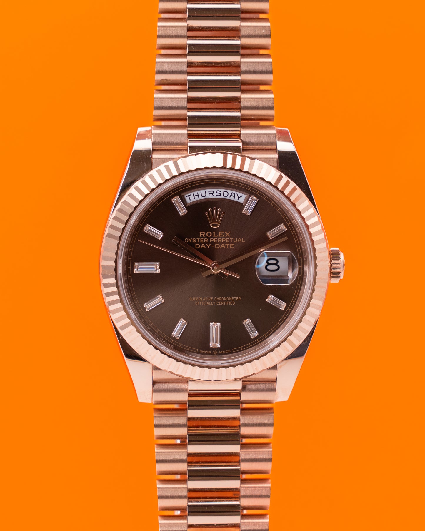 Rolex DayDate 40mm 228235 Chocolate Baguette Dial 2025