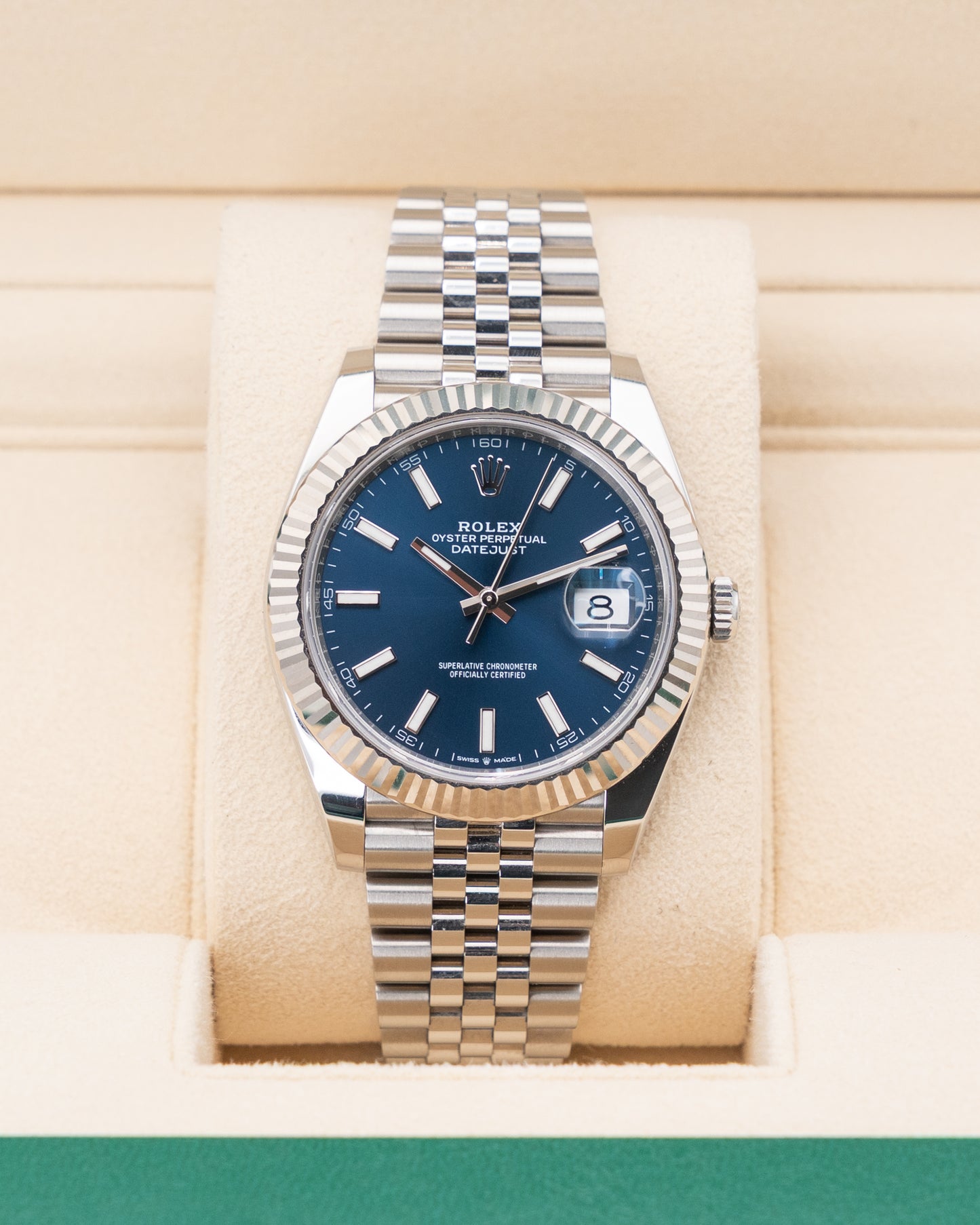 Rolex Datejust 41mm 126334 Blue Index Dial Fluted Jubilee 2024