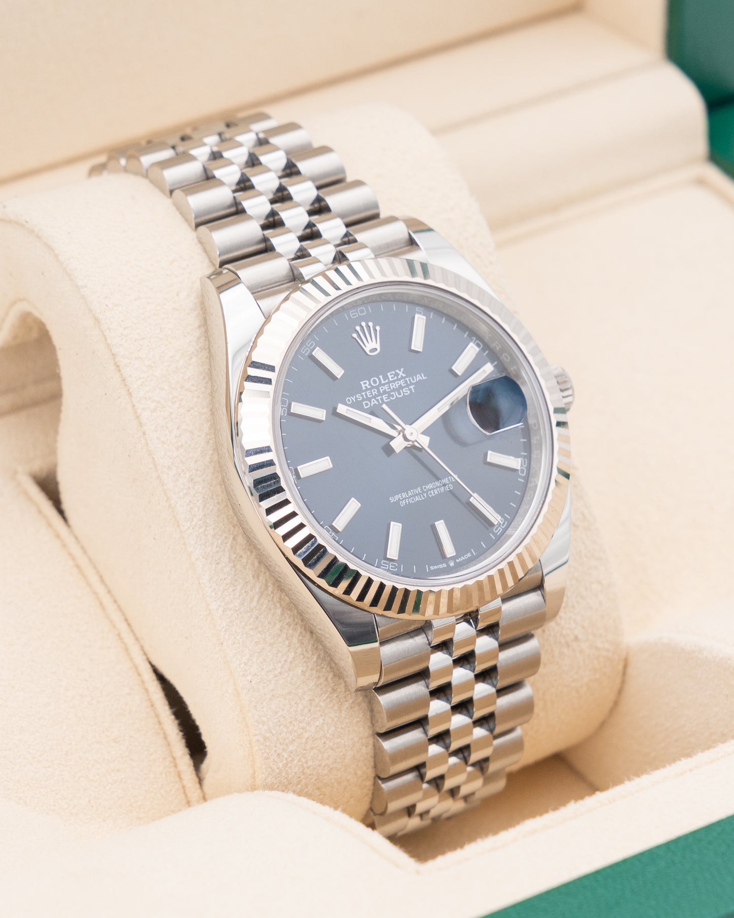 Rolex Datejust 41mm 126334 Blue Index Dial Fluted Jubilee 2024