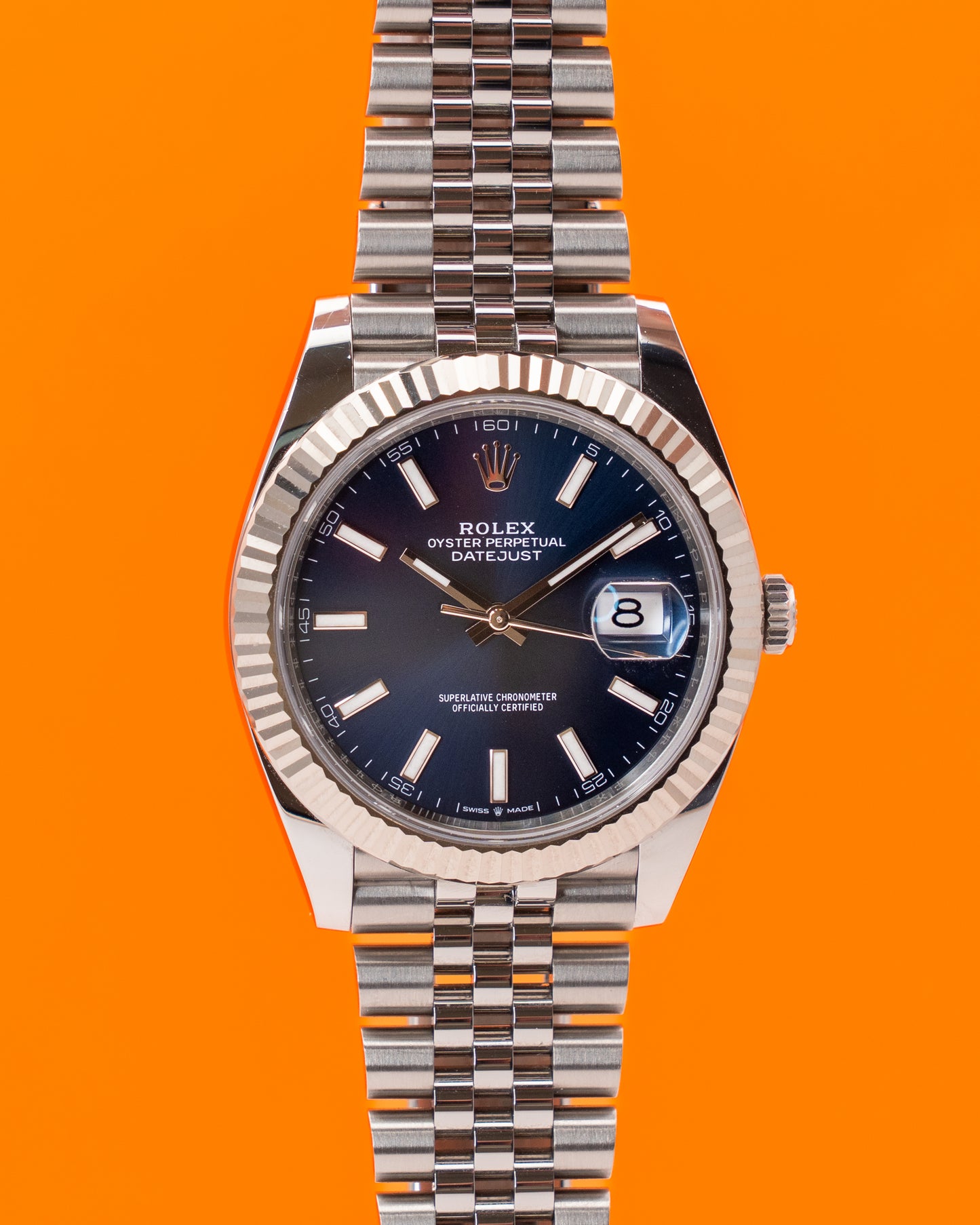 Rolex Datejust 41mm 126334 Blue Index Dial Fluted Jubilee 2024