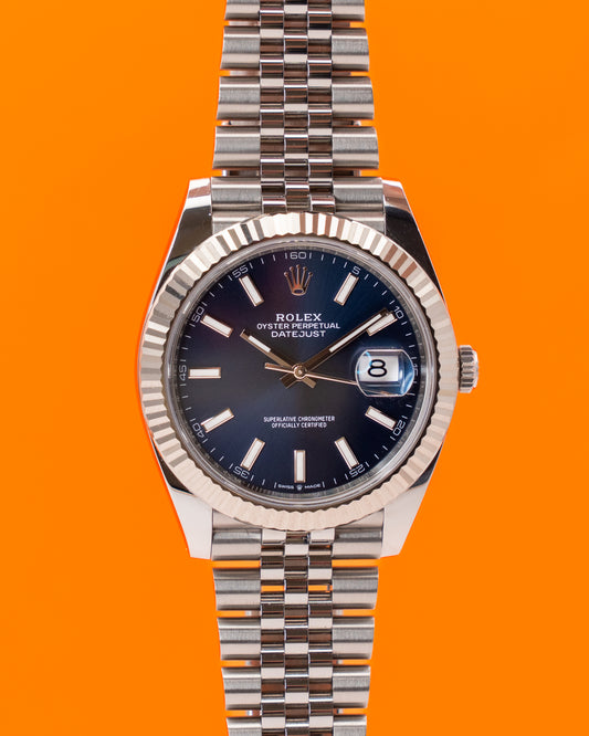 Rolex Datejust 41mm 126334 Blue Index Dial Fluted Jubilee 2024