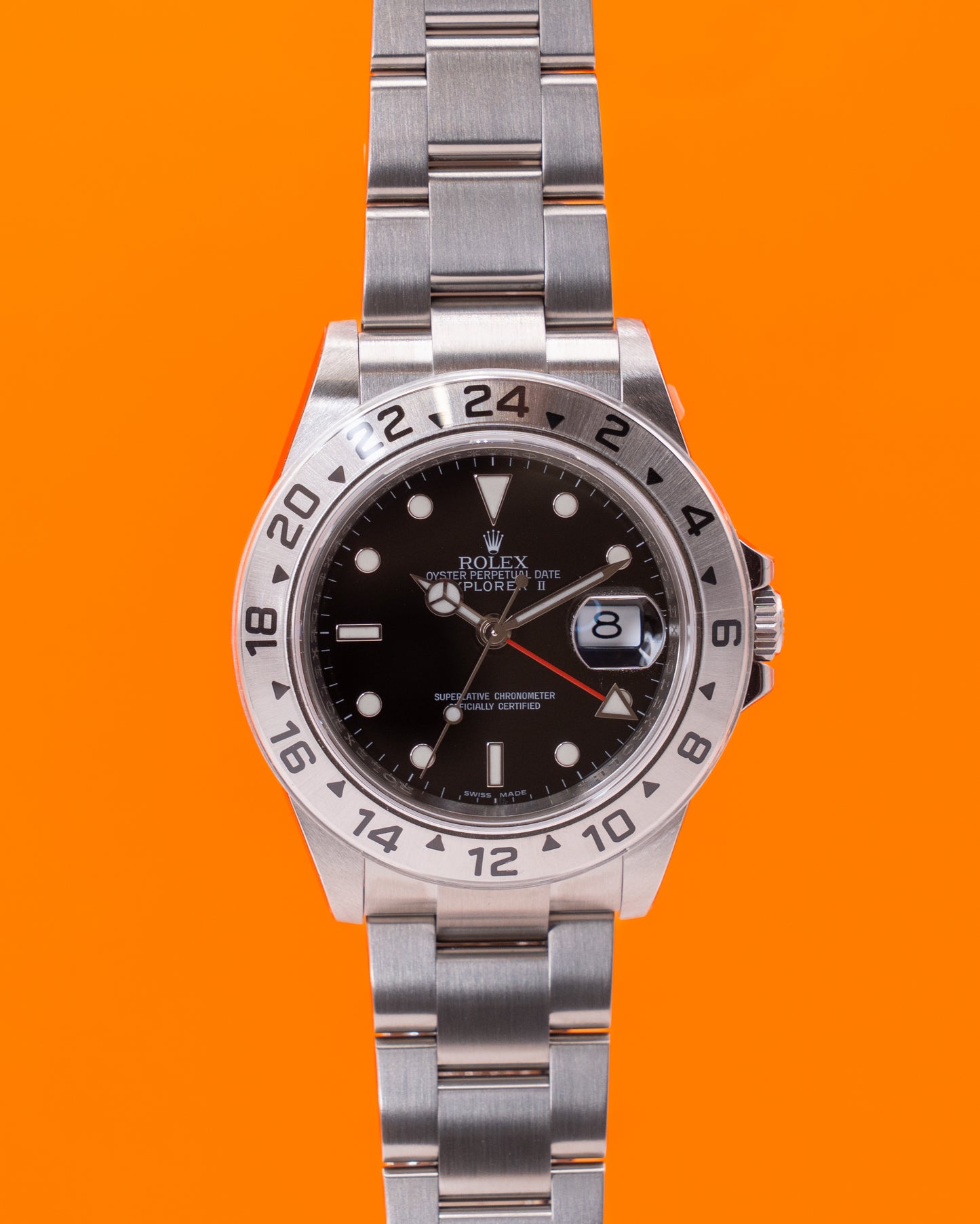 NOS / Stickered Rolex Explorer II 40mm 16570 Black Superluminova 3186 Movement V-Serial