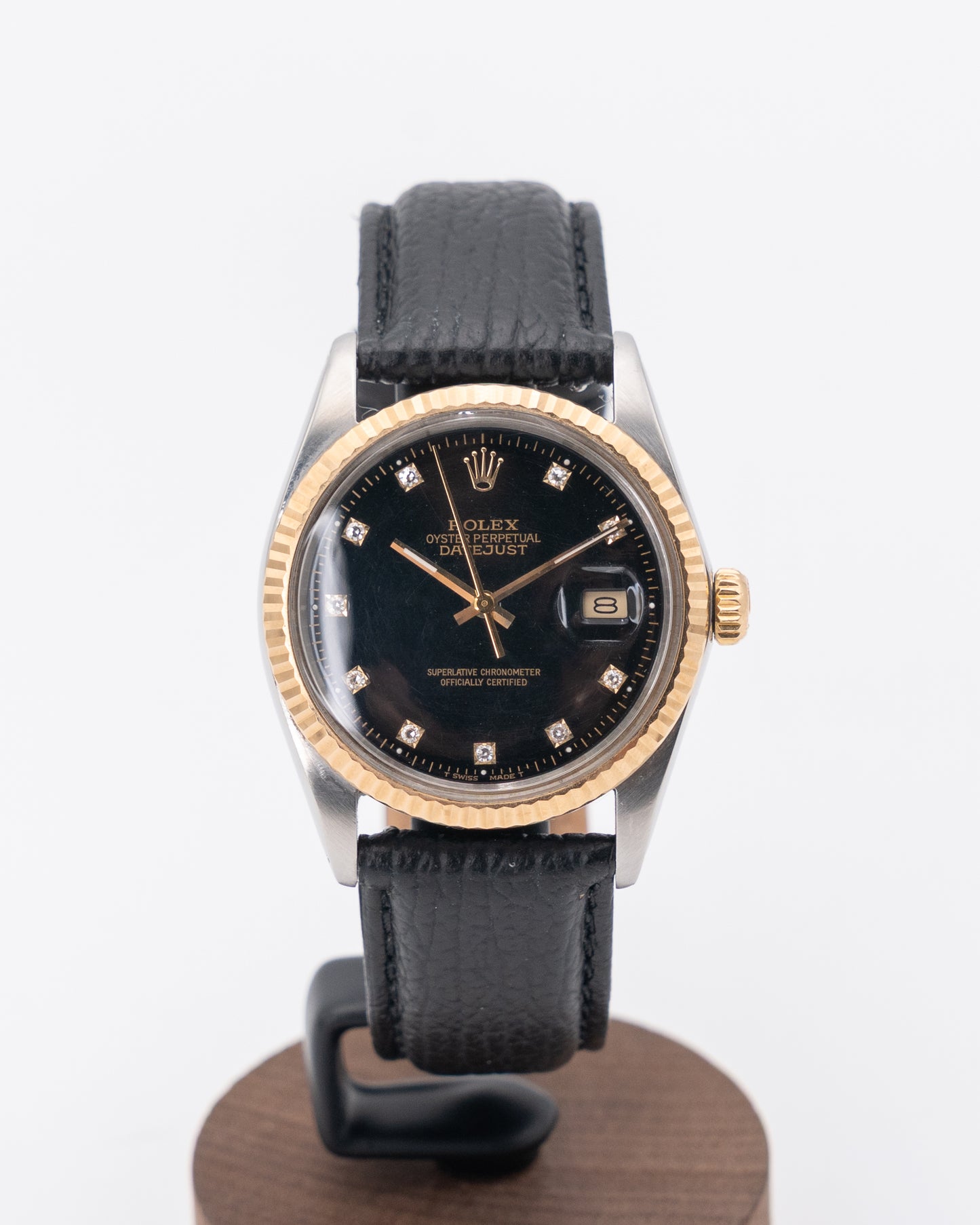 Rolex Datejust 36mm 16013 Two Tone Black Diamond Dial