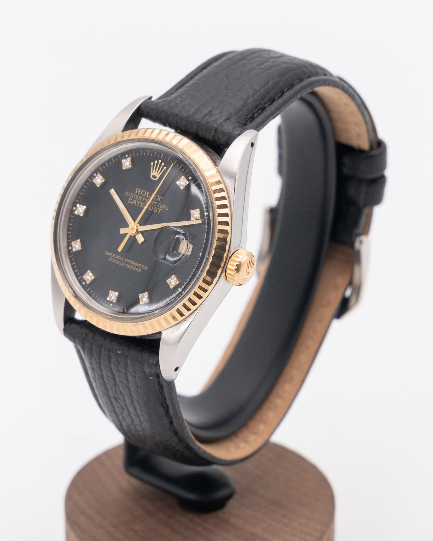 Rolex Datejust 36mm 16013 Two Tone Black Diamond Dial