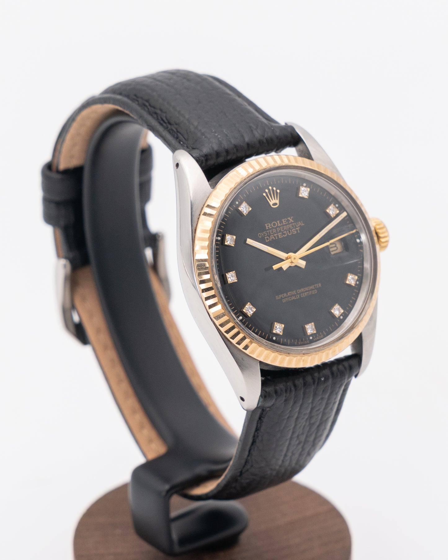 Rolex Datejust 36mm 16013 Two Tone Black Diamond Dial