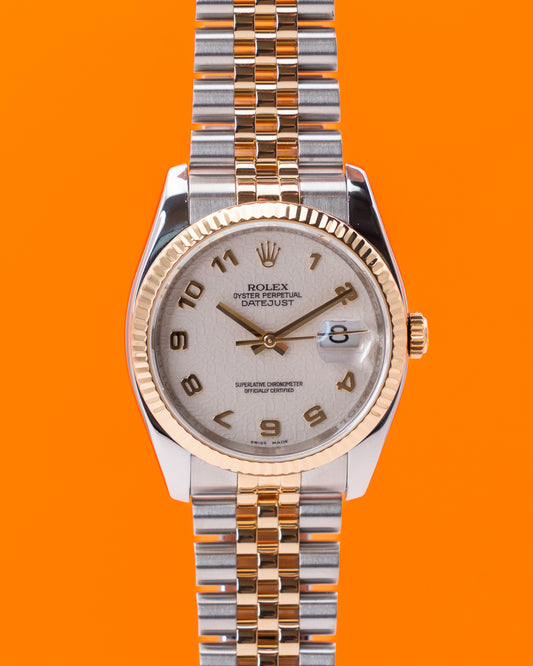 Rolex Datejust 36mm 116233 Two Tone Yellow Gold Arabic Dial