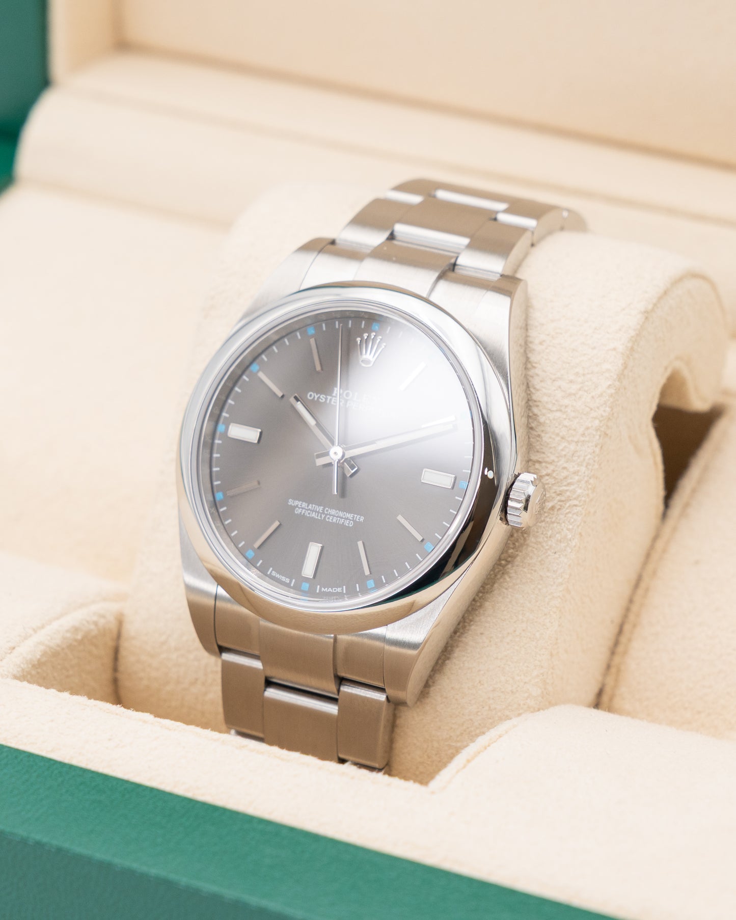 Rolex Oyster Perpetual 39mm 114300 Rhodium Dial