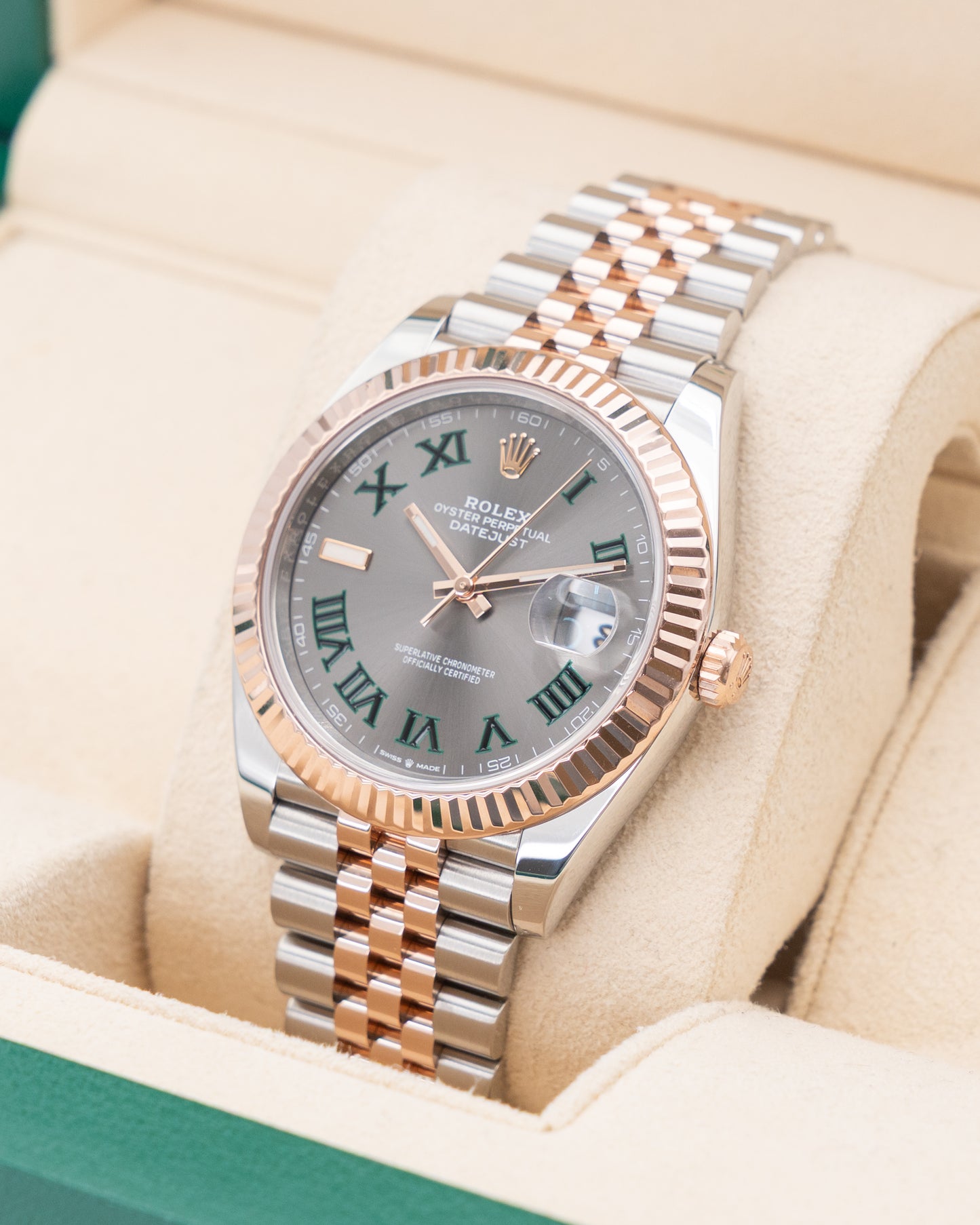 Rolex Datejust 41mm 126331 Wimbledon Dial Rose Gold Two Tone Jubilee 2023