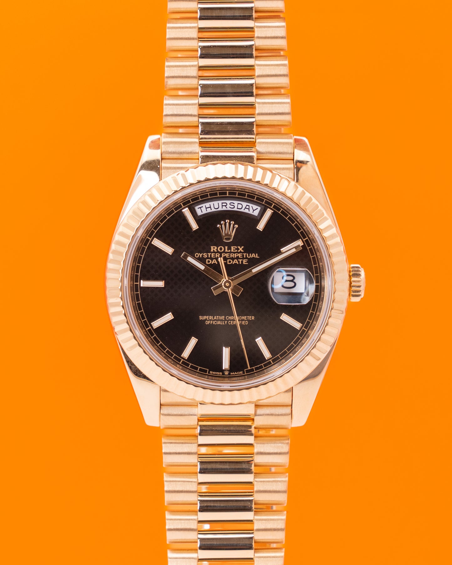 Rolex DayDate 40mm 228238 Yellow Gold Back Index Motif Dial 2019