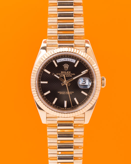 Rolex DayDate 40mm 228238 Yellow Gold Back Index Motif Dial 2019
