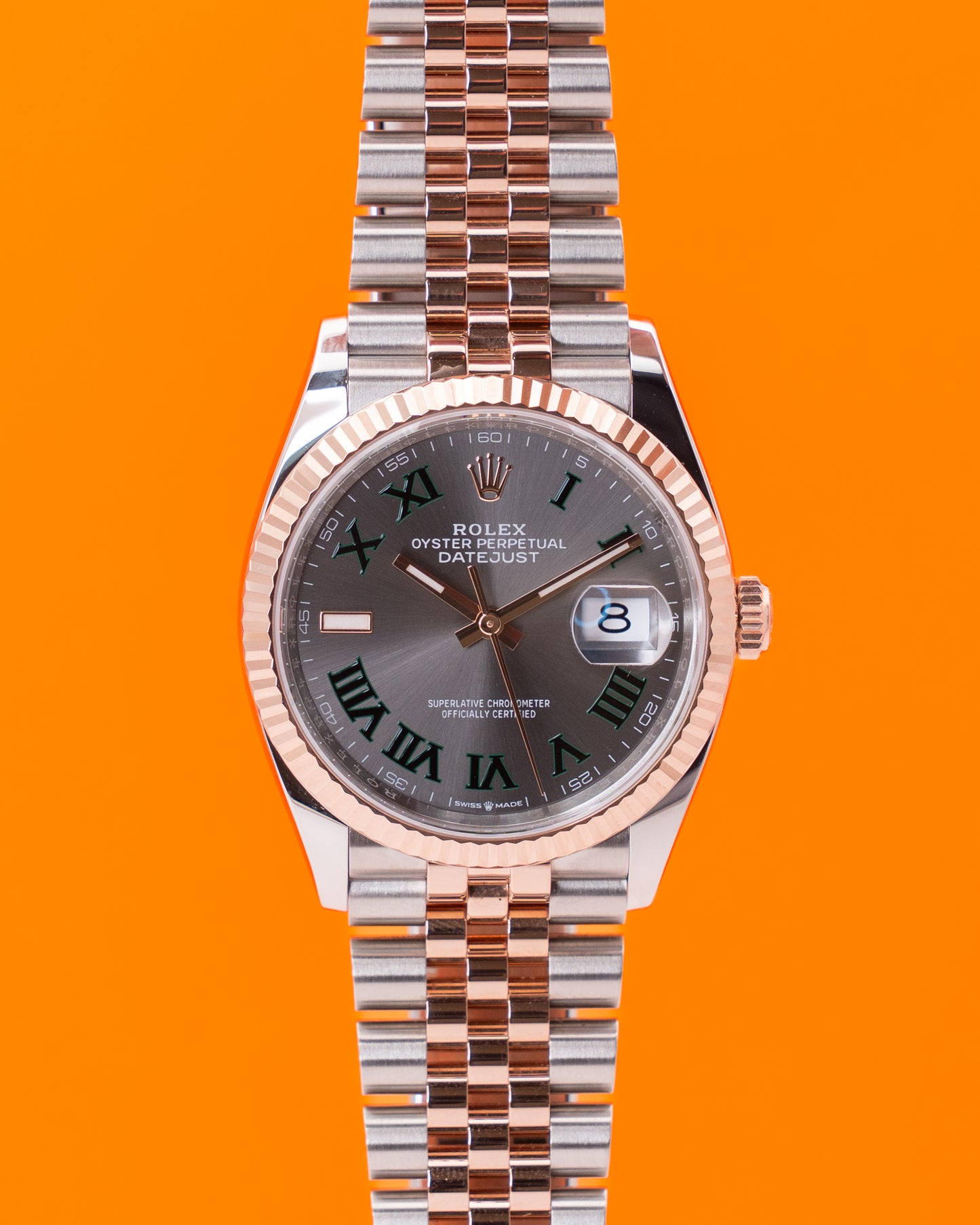 UNWORN Rolex Datejust 36mm 126231 Rose Gold Wimbledon Dial Two Tone Fluted Jubilee 2025