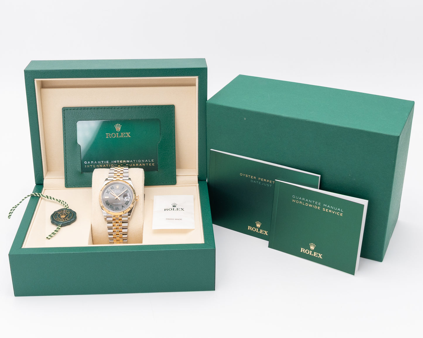 Rolex Datejust 36mm 126233 Yellow Gold Wimbledon Dial Fluted Jubilee 2025