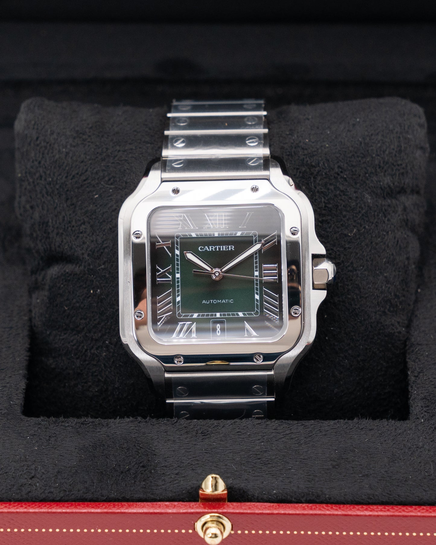 UNWORN FULL STICKERS 2025 Cartier Santos De Cartier 39.8mm WSSA0062 Green Dial Large 2025