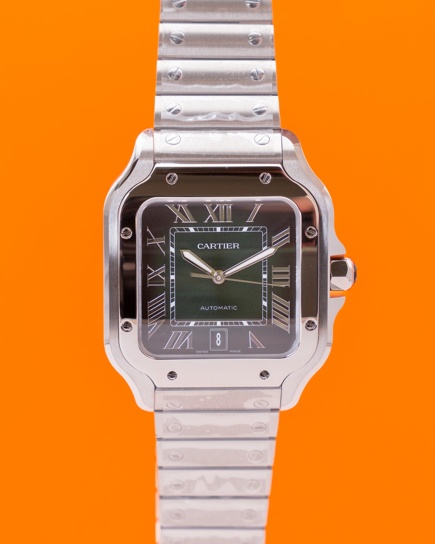 UNWORN FULL STICKERS 2025 Cartier Santos De Cartier 39.8mm WSSA0062 Green Dial Large 2025