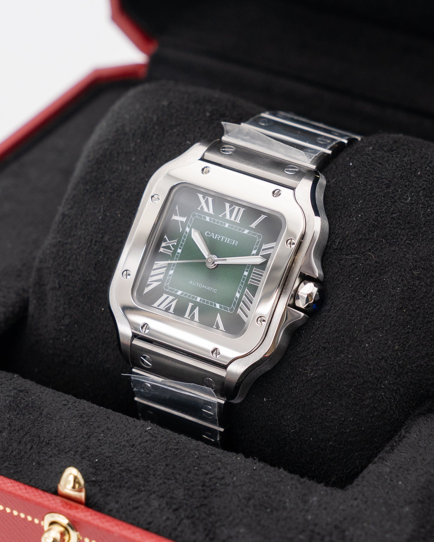 UNWORN WITH STICKERS Cartier Santos De Cartier 35mm WSSA0061 Medium Green Dial 2025