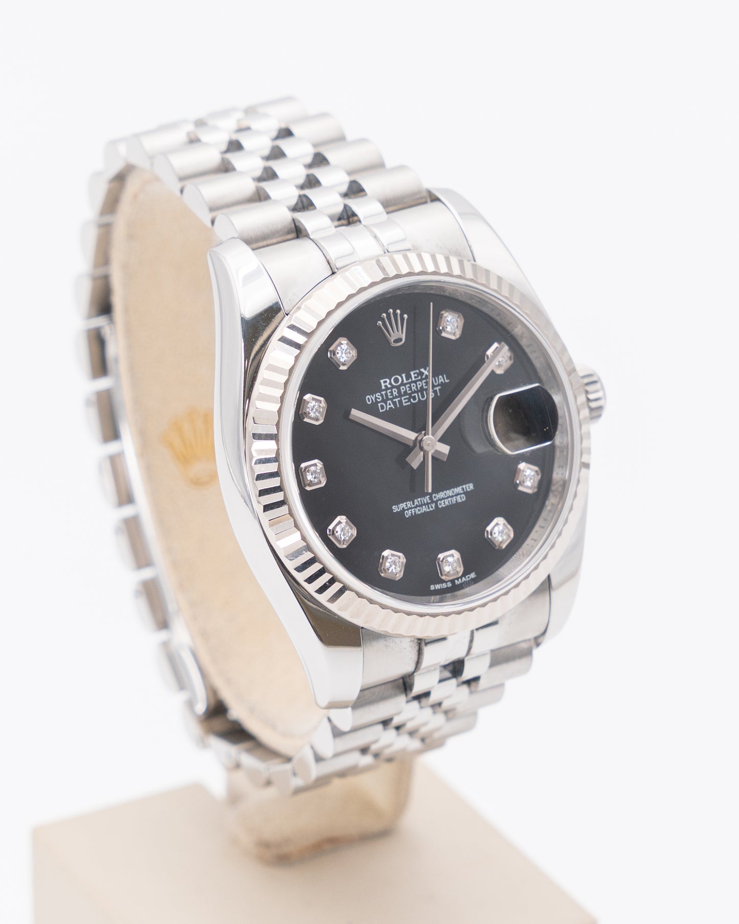Rolex Datejust 36m 116234 Black Diamond Dial Fluted Jubilee