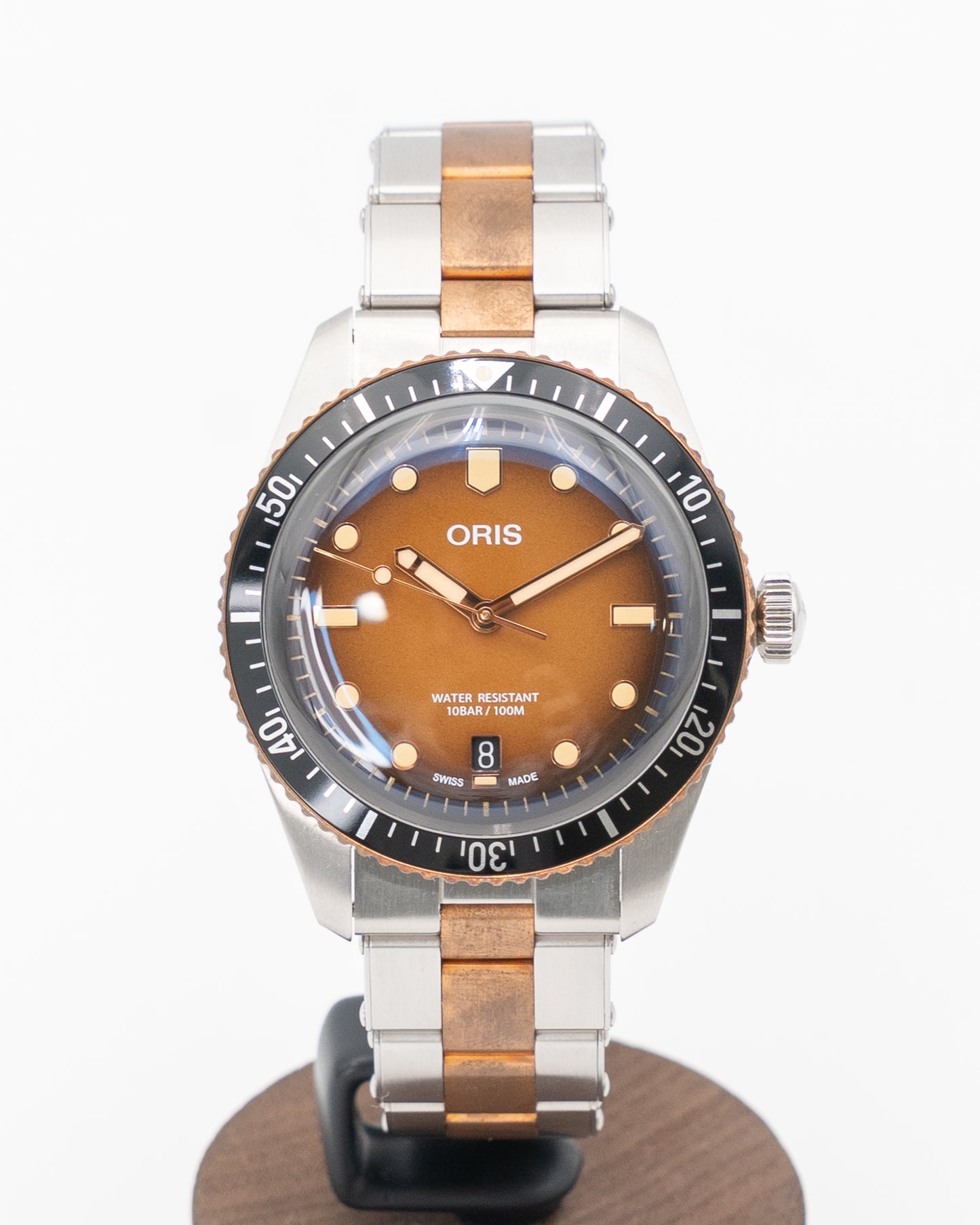 UNWORN Oris Divers Sixty Five 40mm 01 733 7707 4356 Sunset Brown Two Tone Bronze On Bracelet