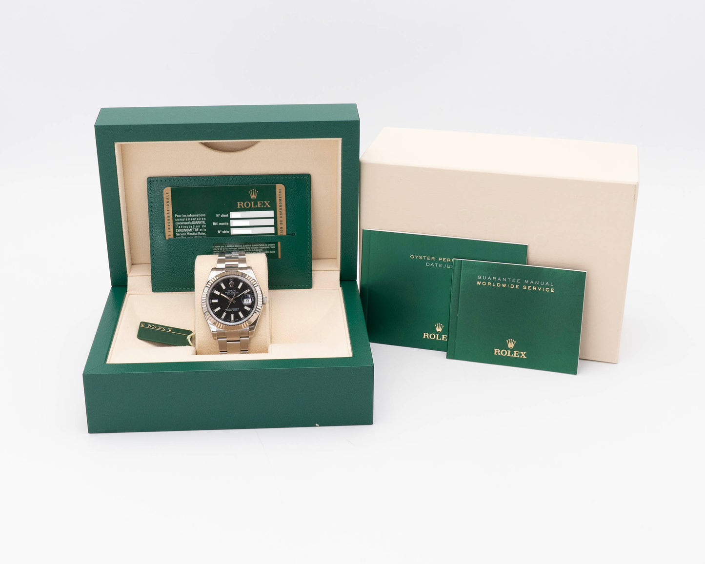UNWORN WITH STICKERS 2010 Rolex Datejust II 41mm 116334 Black Dial Fluted Oyster