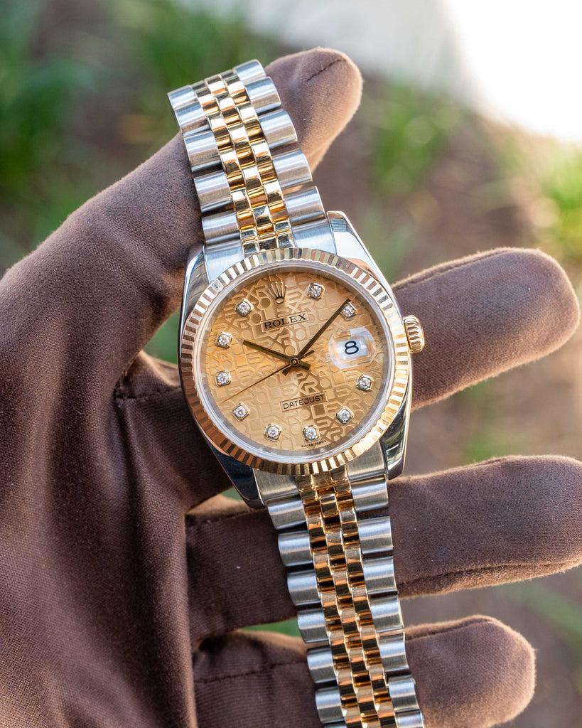 Rolex Datejust 36mm 116233 Champagne Rolex Motif Diamond Dial 2007