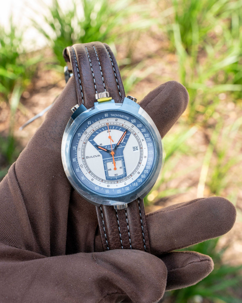 UNWORN Bulova Parking Meter Chronograph 43mm 98B390 Blue and Orange