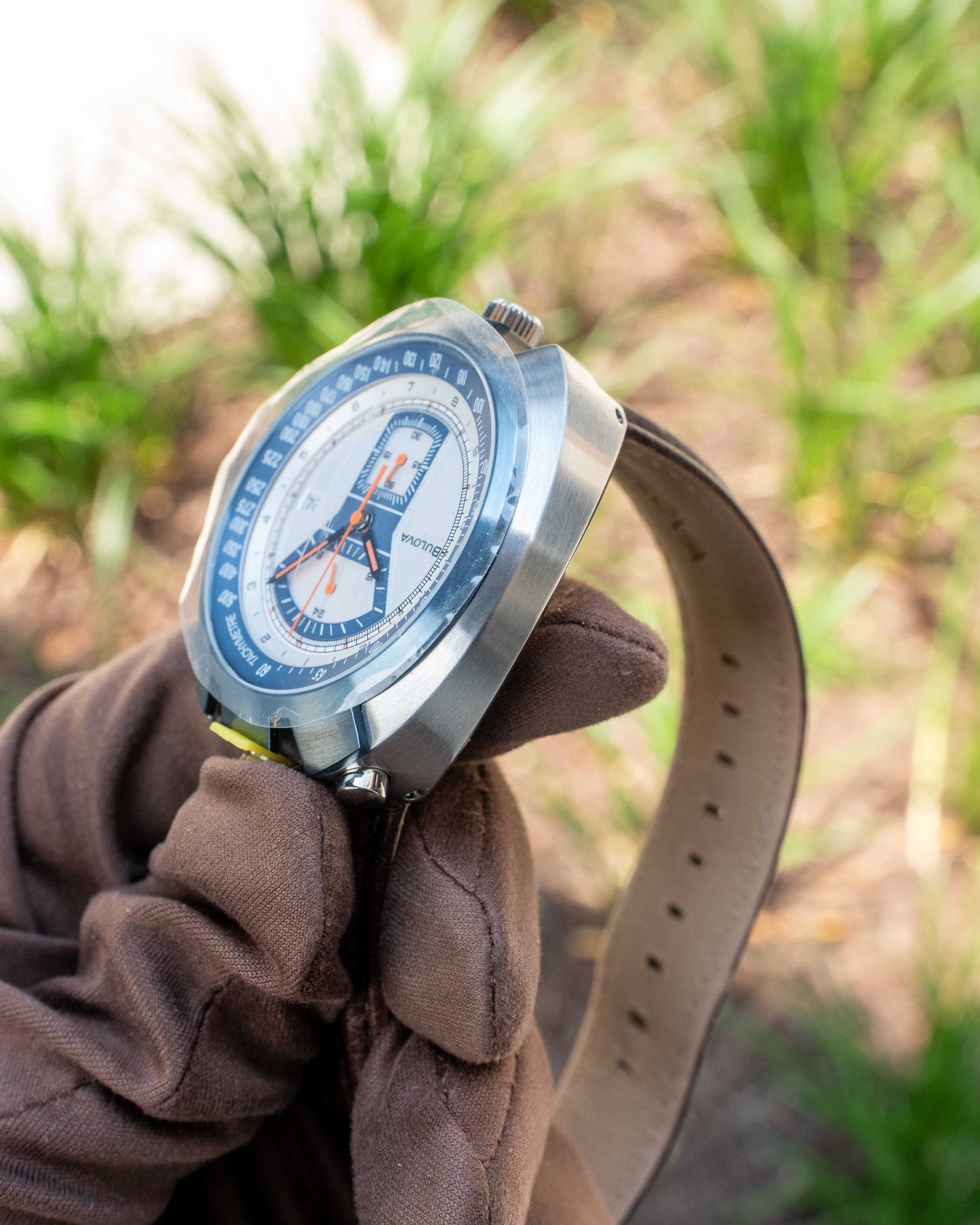 UNWORN Bulova Parking Meter Chronograph 43mm 98B390 Blue and Orange