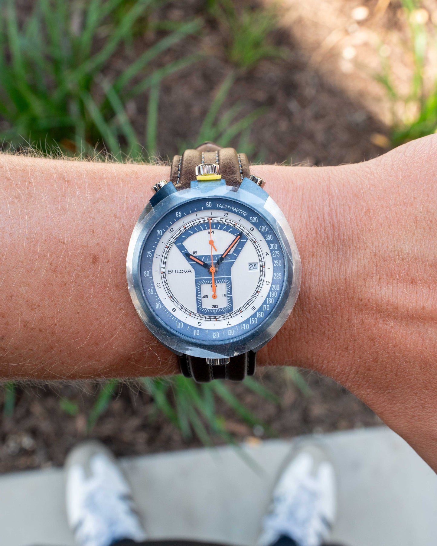 UNWORN Bulova Parking Meter Chronograph 43mm 98B390 Blue and Orange