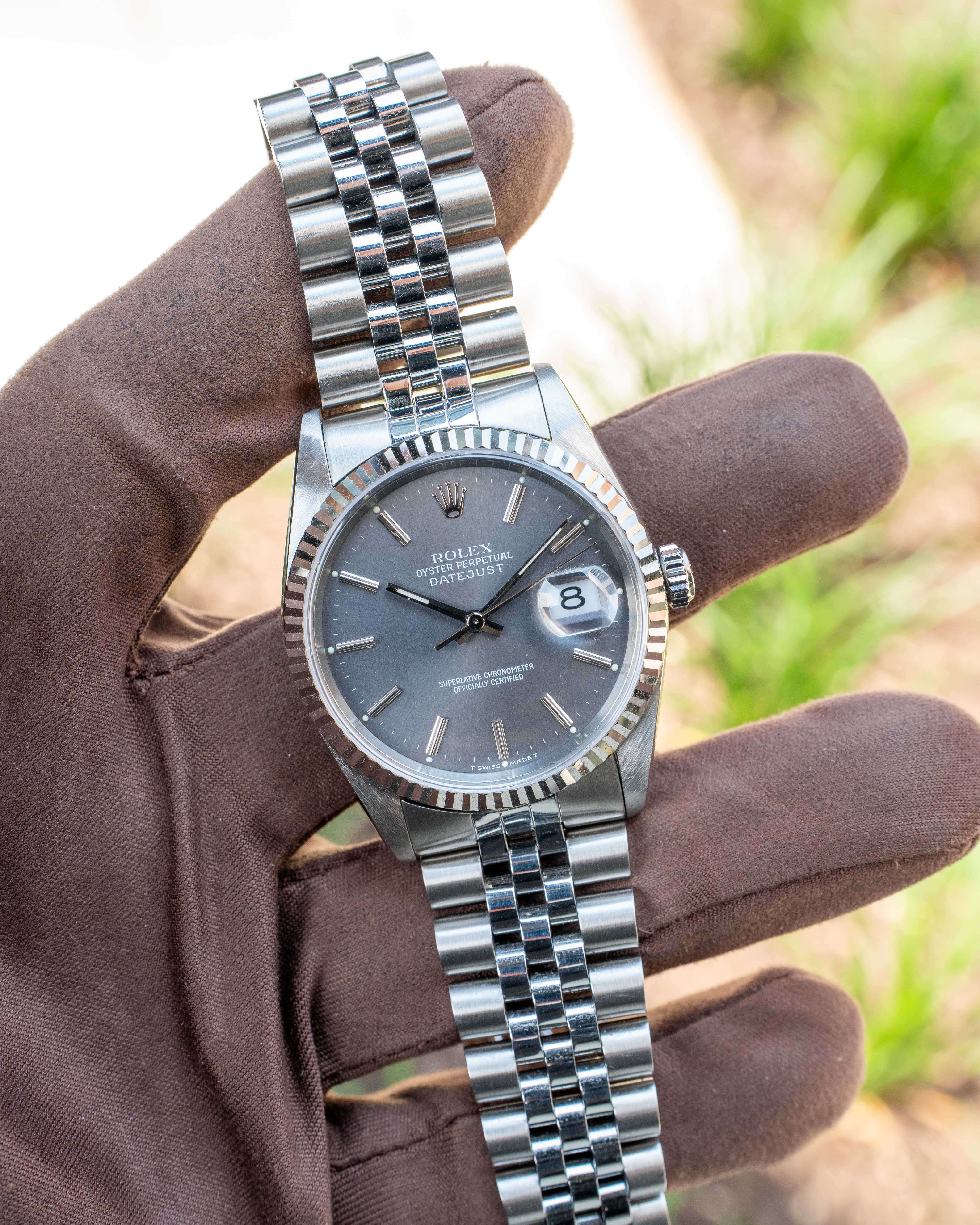 Rolex Datejust 36mm 16234 Grey Dial Fluted Jubilee – Watch Your