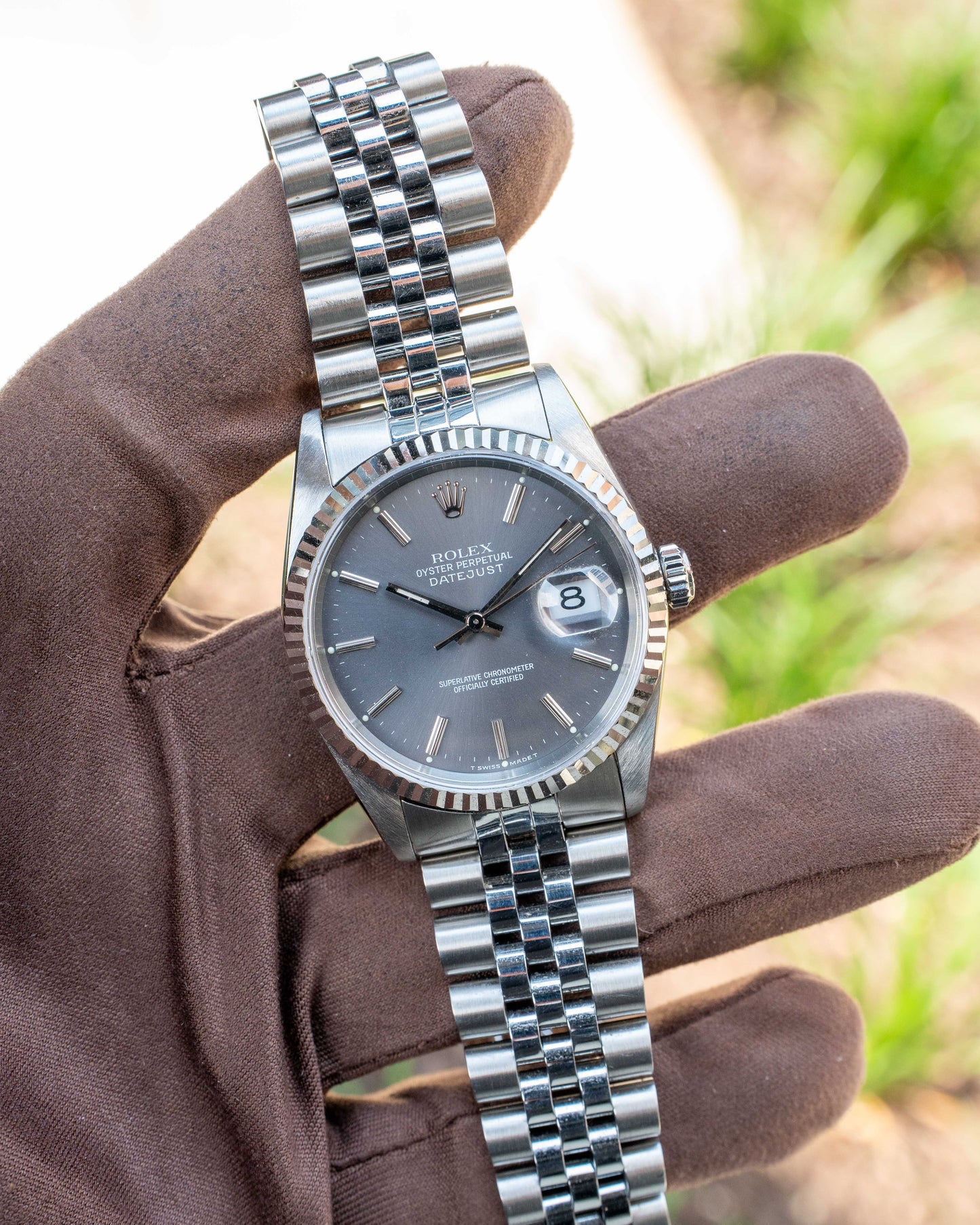 Rolex Datejust 36mm 16234 Grey Dial Fluted Jubilee