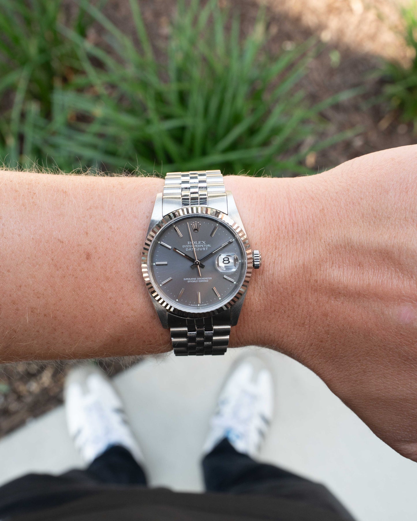 Rolex Datejust 36mm 16234 Grey Dial Fluted Jubilee