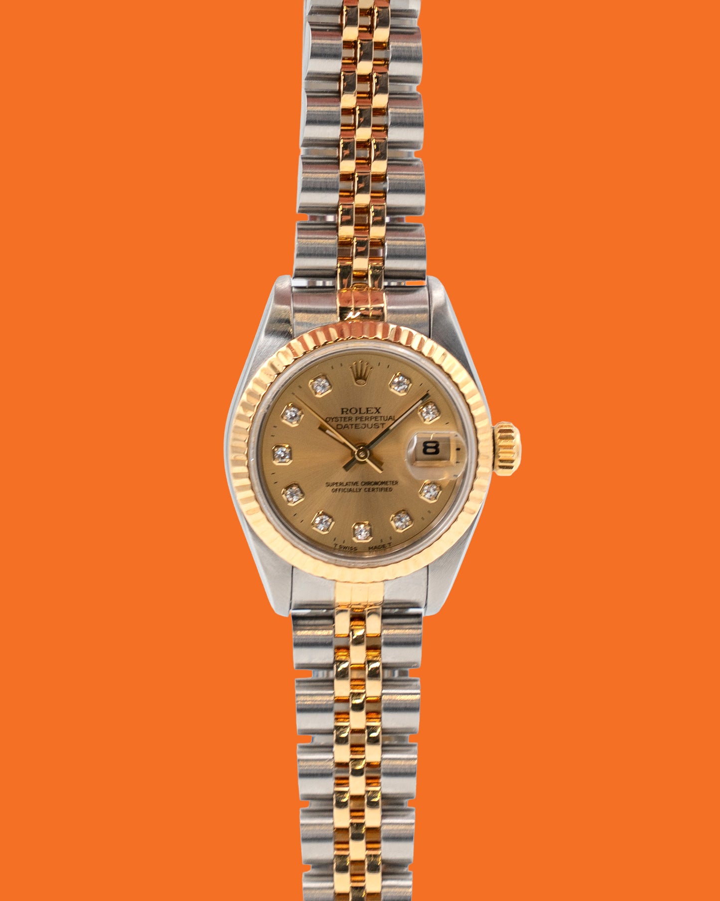 Rolex Datejust 26mm 69173 Two Tone Yellow Champagne Diamond Dial W-Serial