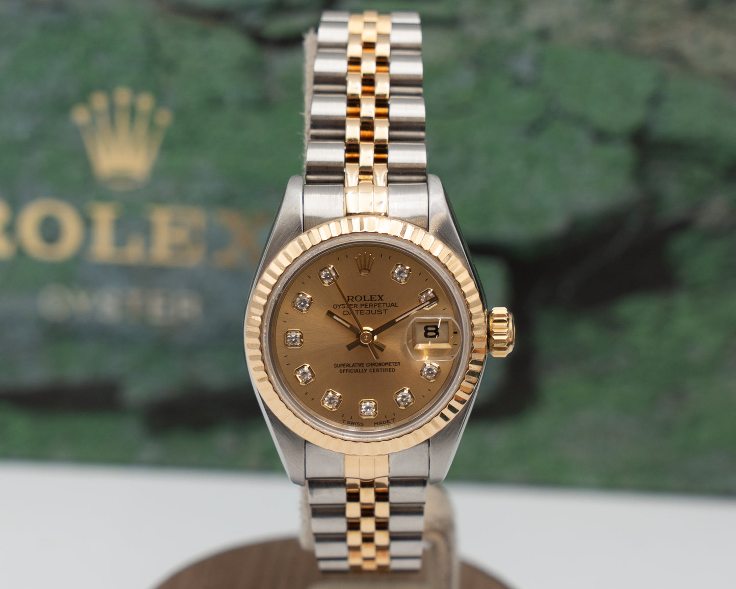 Rolex Datejust 26mm 69173 Two Tone Yellow Champagne Diamond Dial W-Serial