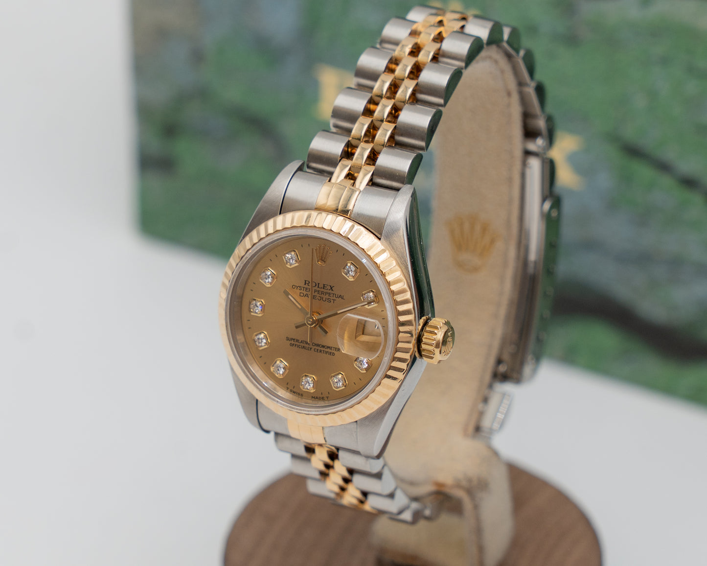 Rolex Datejust 26mm 69173 Two Tone Yellow Champagne Diamond Dial W-Serial