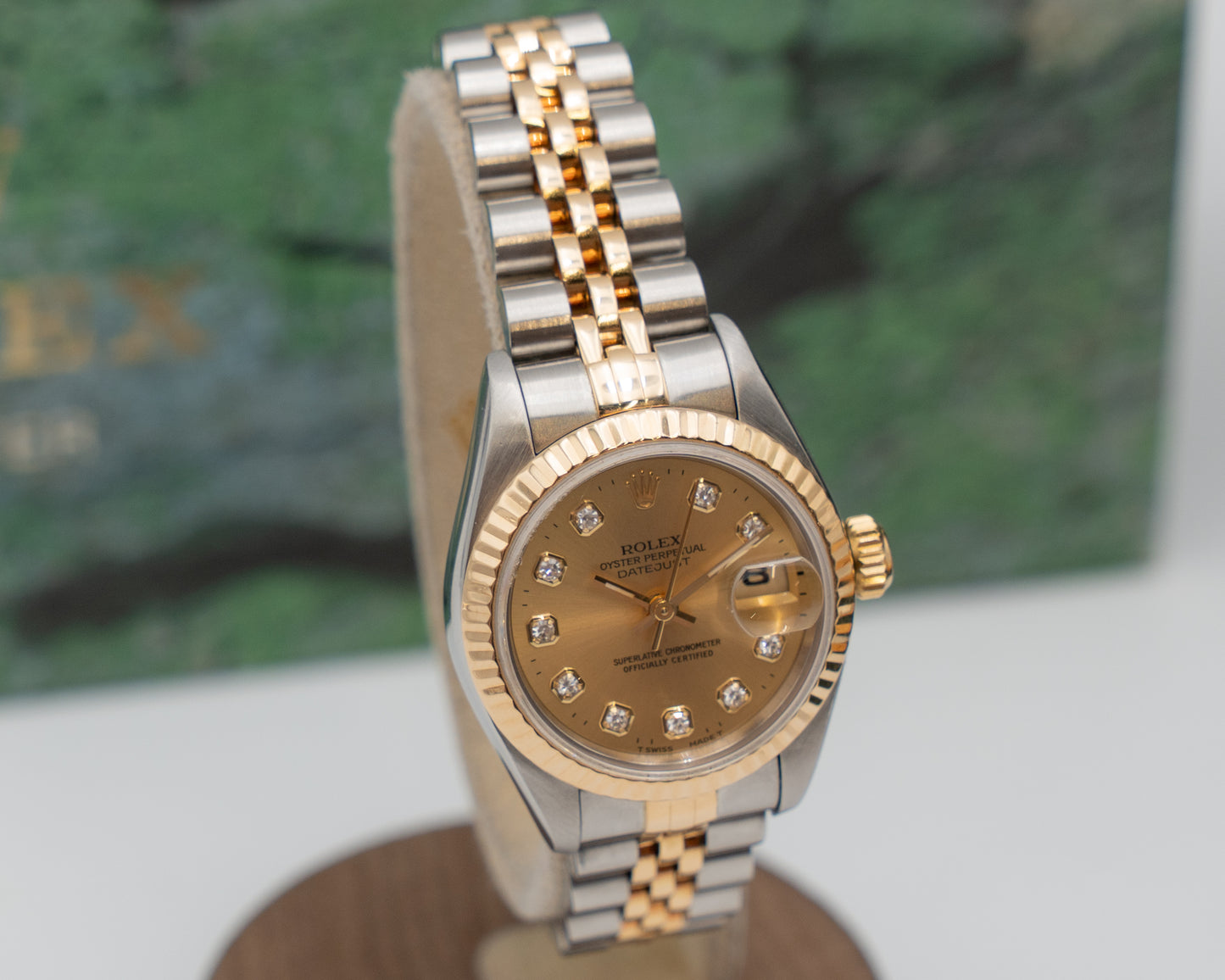 Rolex Datejust 26mm 69173 Two Tone Yellow Champagne Diamond Dial W-Serial