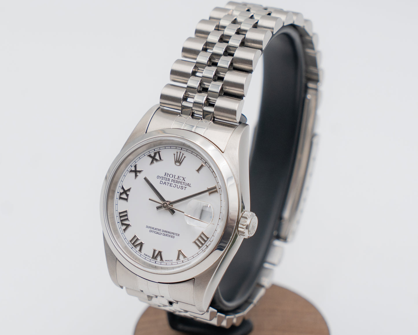 Rolex Datejust 36mm 16200 White Roman Dial on Jubilee F-Serial