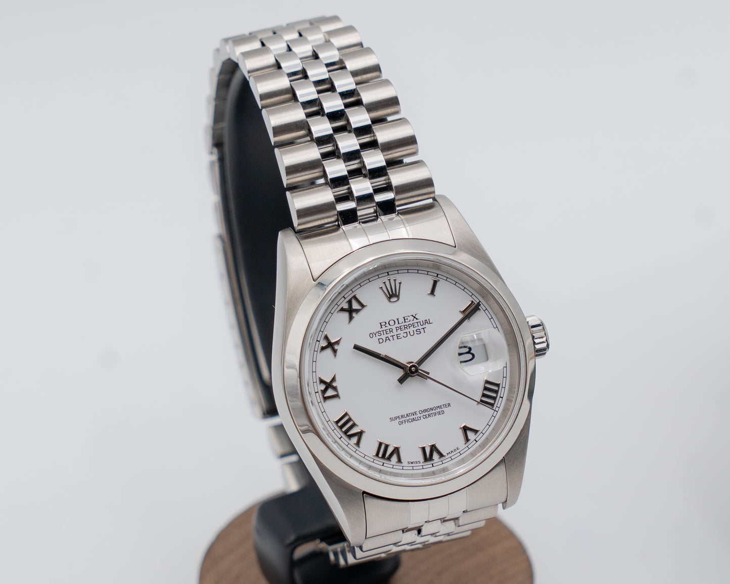 Rolex Datejust 36mm 16200 White Roman Dial on Jubilee F-Serial