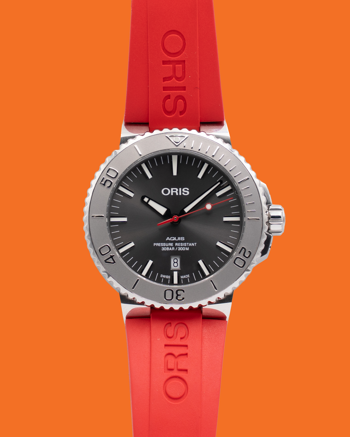 Oris Aquis Date Relief 43.5mm 01 733 7730 4153-07 4 24 66EB Red Strap