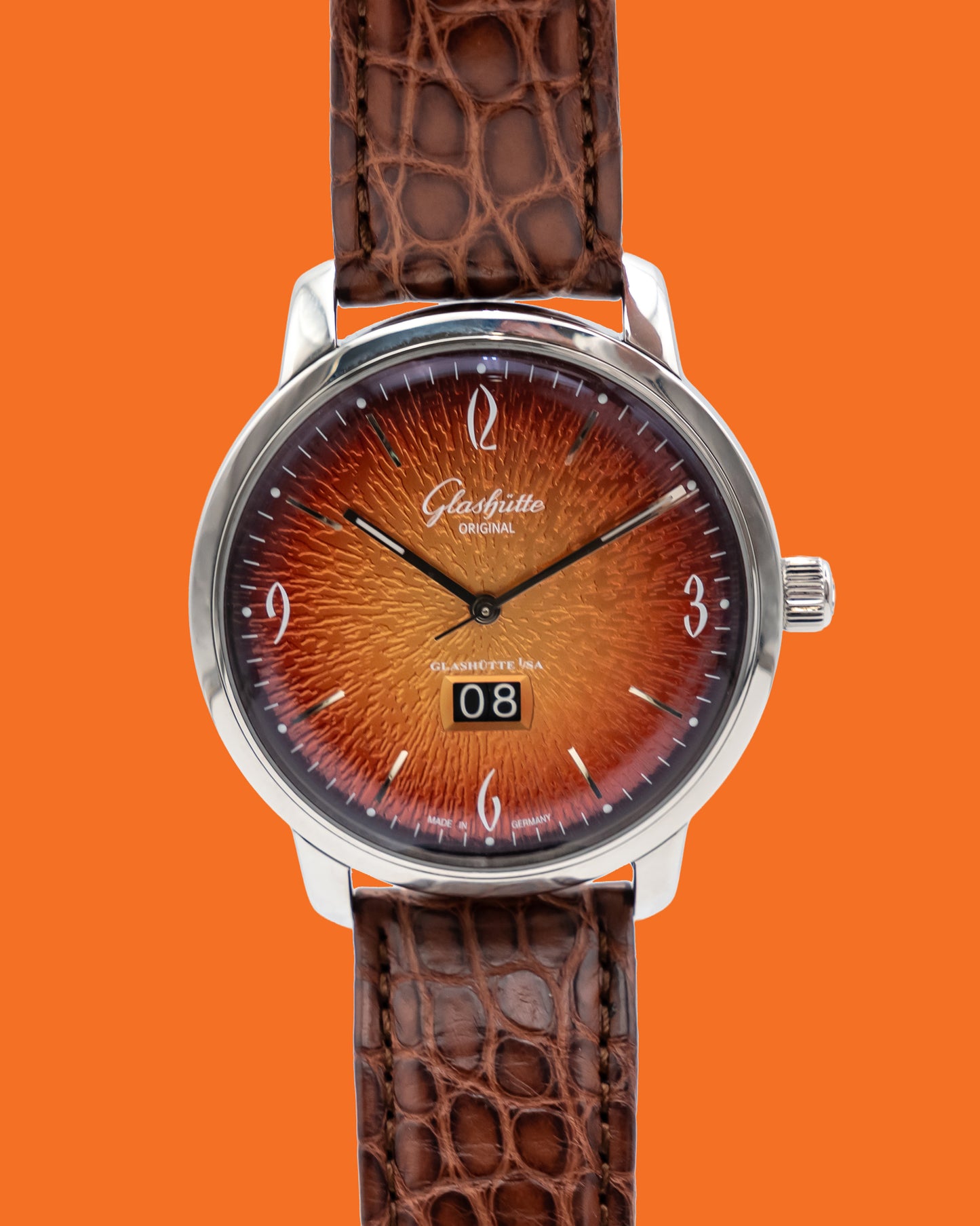 Glashutte Original Sixties Panorama Date 42mm 2-39-47-09-02-04 Orange