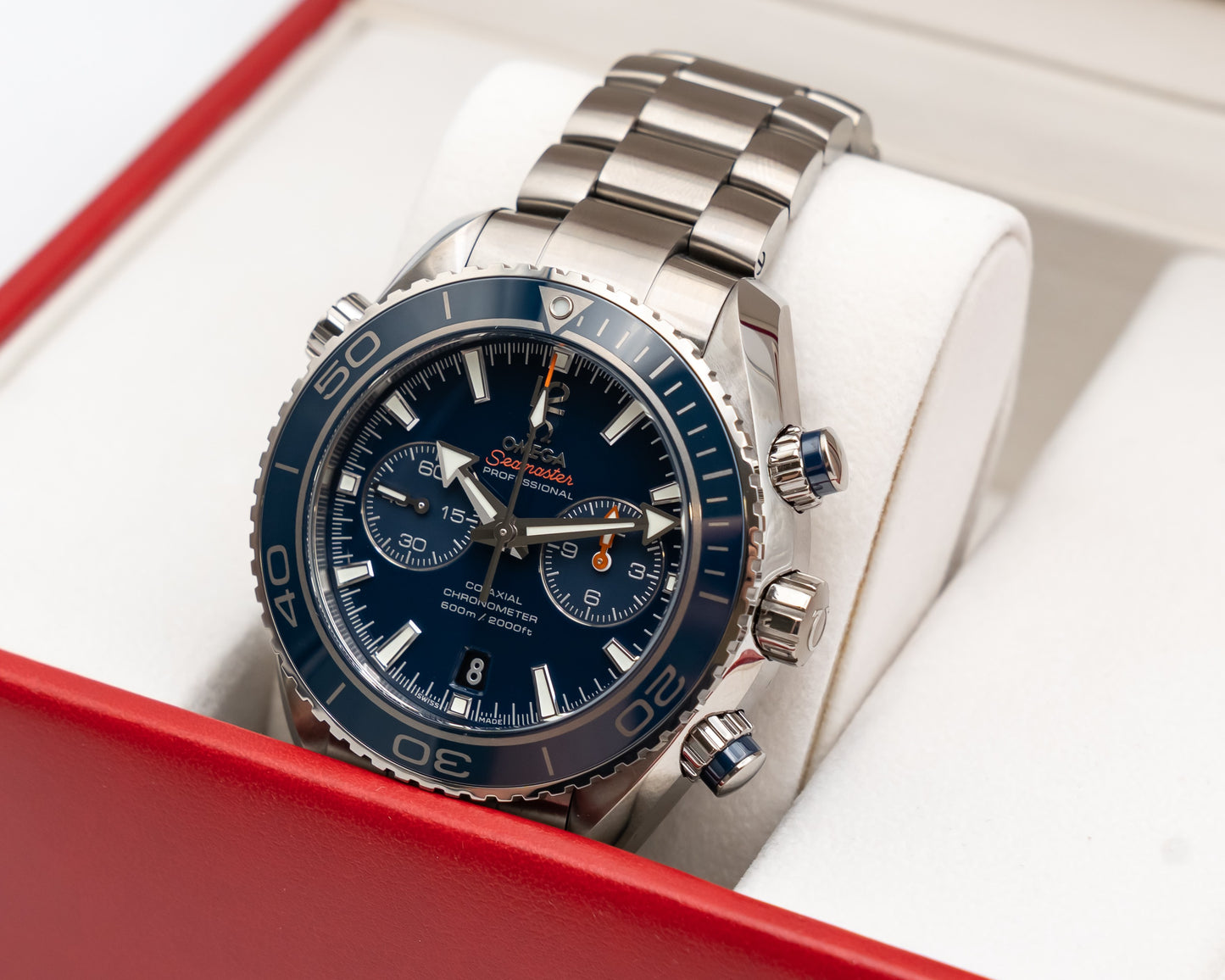UNWORN Omega Seamaster Planet Ocean 600M Co-Axial 45.5mm 232.90.46.51.03.001 Chronograph Titanium Blue 2013