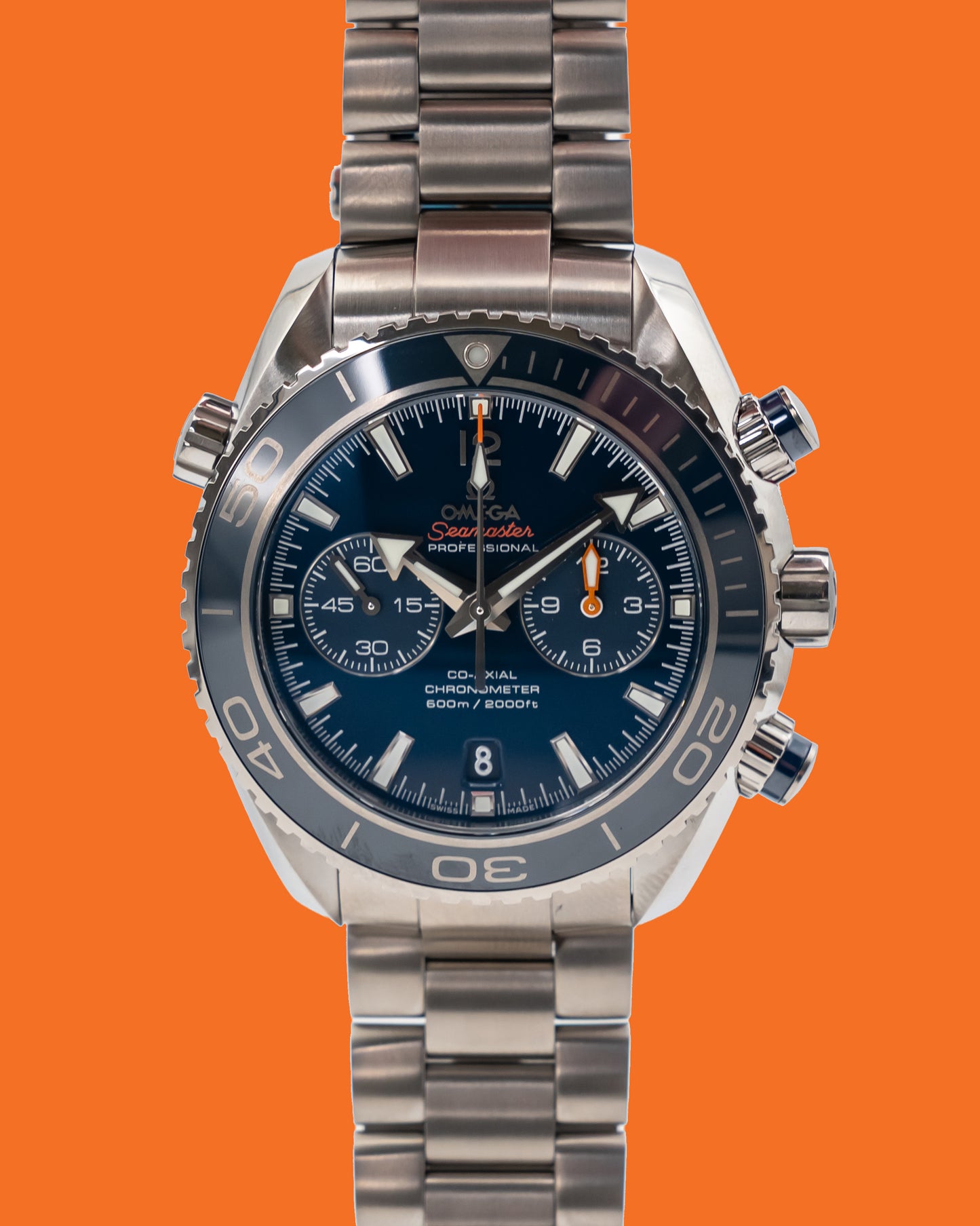 UNWORN Omega Seamaster Planet Ocean 600M 45.5mm 232.90.46.51.03.001 Chronograph Titanium Liquidmetal Blue