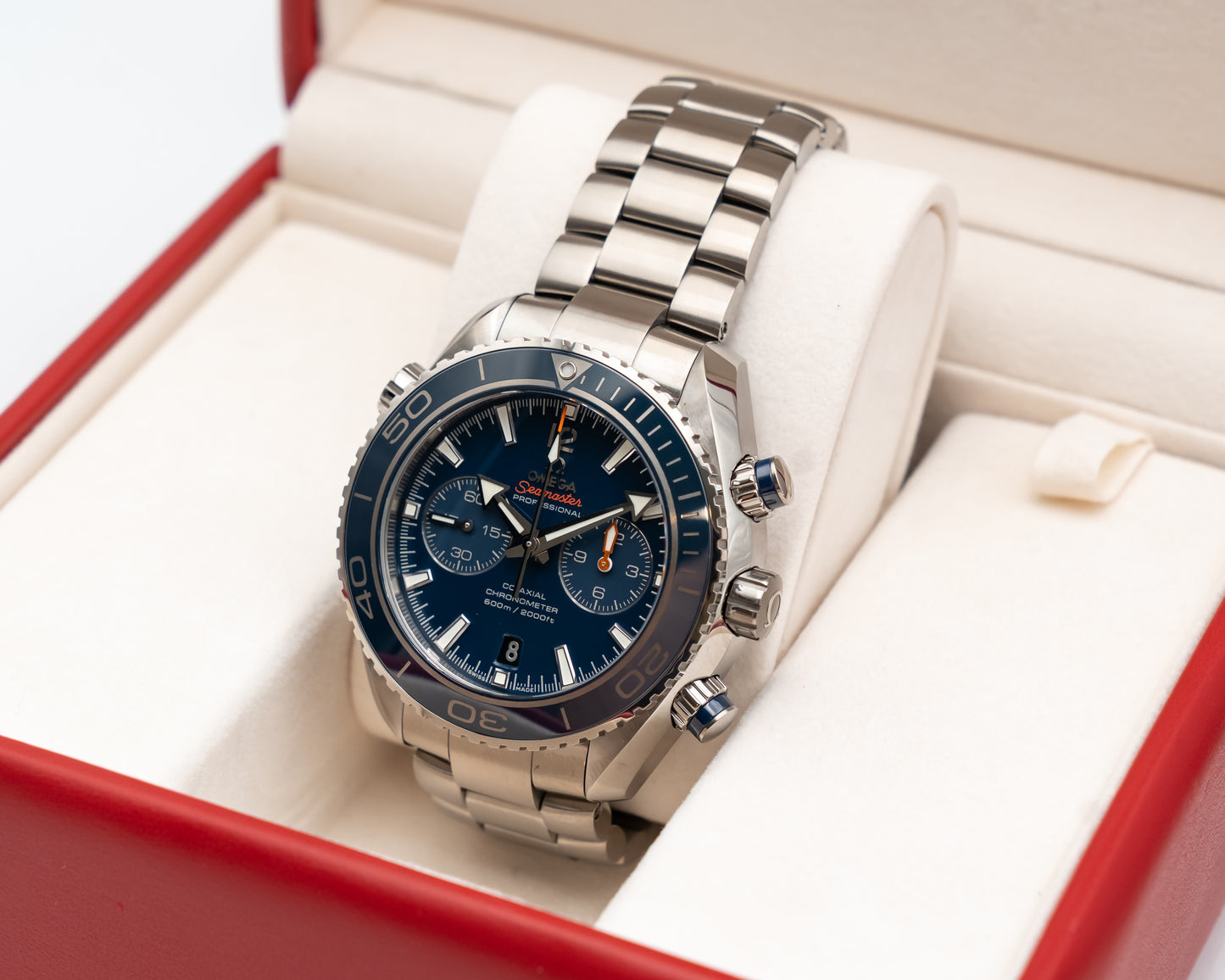 UNWORN Omega Seamaster Planet Ocean 600M 45.5mm 232.90.46.51.03.001 Chronograph Titanium Liquidmetal Blue