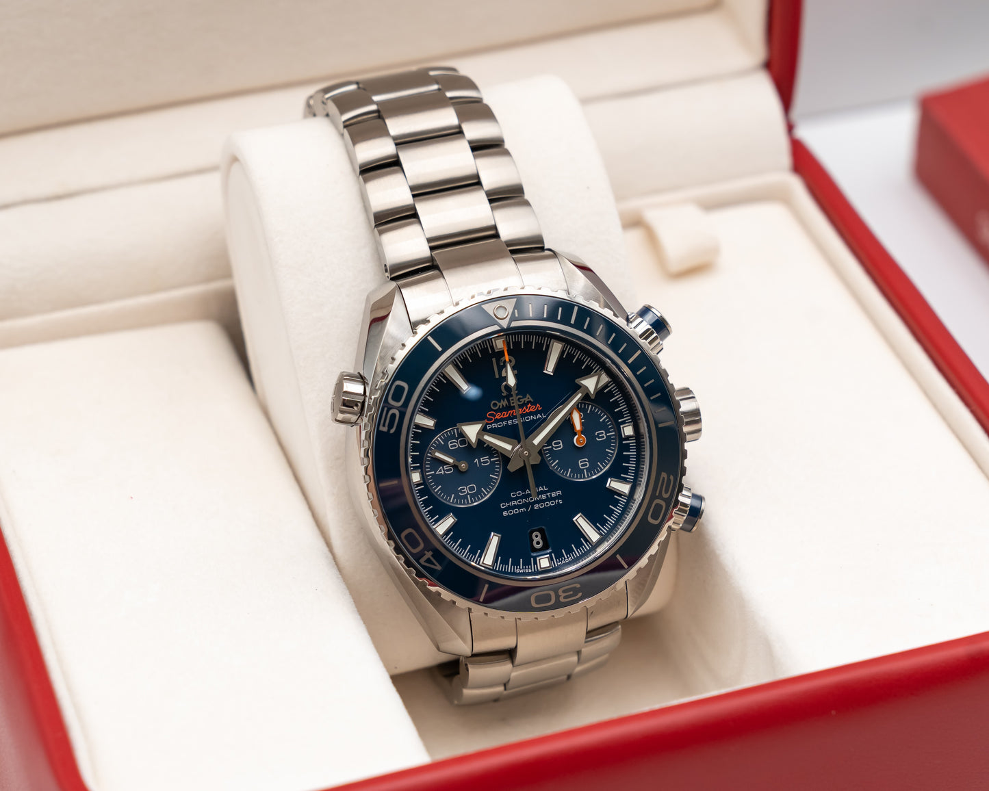 UNWORN Omega Seamaster Planet Ocean 600M 45.5mm 232.90.46.51.03.001 Chronograph Titanium Liquidmetal Blue